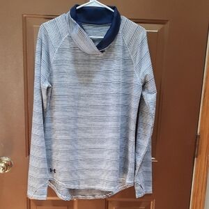 Under Armour Blue and White Striped Long Sleeve